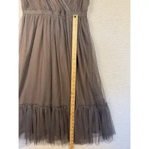 GiGiO Dress Womens L Brown Wrap Dress Mesh Polka Dot Whimsygoth Dark Fairy thumbnail 10