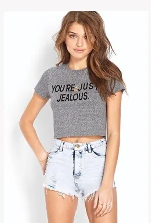 F21 you’re just jealous crop top Sz S thumbnail 1