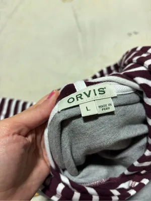 Orvis Gray Hoodie with Burgundy Stripe Sleeves large thumbnail 7