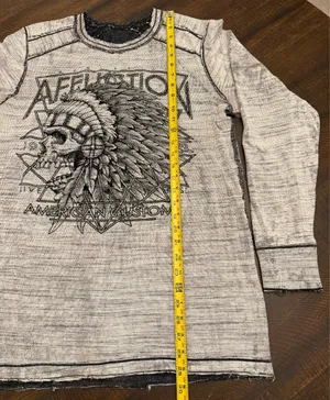 Affliction Reversible Thermal Shirt Mens XL Gray Long Sleeve Y2K Cyber thumbnail 4