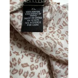 Riley & James Womens XL Leopard Print V-Neck Blouse Mesh Stripe 3/4‎ Sleeve Tan thumbnail 7