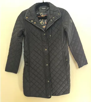 Lauren Ralph Lauren Black Quilted Long Walker Coat Jacket Petite XS PXS TP thumbnail 1