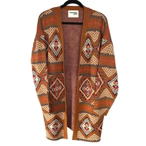 Savanna Jane Southwestern Sweater Brown Coastal Cowgirl Pattern Cardigan Large thumbnail 3