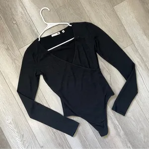 Wilfred Wrap Bodysuit long sleeve womens Black (small) fitted going out party thumbnail 1