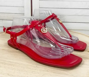 Tommy Hilfiger Jerika‎ Flat Thong Sandals Cherry Tomato Red Women 10 thumbnail 1