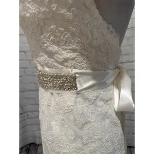NWT David’s Bridal Ivory Cap Sleeve Lace Trumpet Wedding Dress Size 2 - $599 thumbnail 8