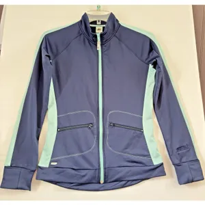 Alo Yoga CoolFit Jacket Womens Navy Blue Colorblock Full‎ Zip Running Medium thumbnail 1