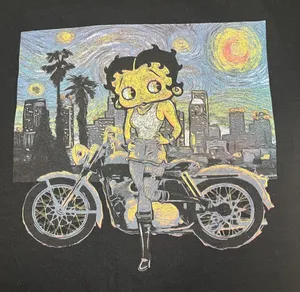 Betty Boop Brisco Brands Starry Night Van Gogh Motorcycle Tshirt thumbnail 7