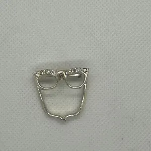 Gold-Tone Glasses Brooch Pin With Rhinestone Accents For Women thumbnail 2