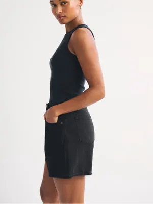 ABERCROMBIE & FITCH NWT Curve Love Mid Rise Loose Short in‎ Black thumbnail 4