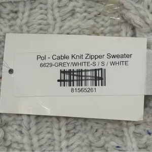 POL Cable Knit Sweater Zip Cardigan Small Oversized Layered Gray Coastal Boho thumbnail 6
