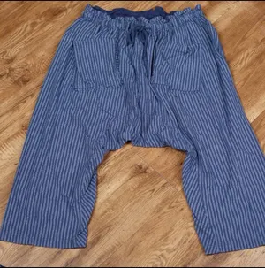 Free People Runyon Oversized Stripe Pants Womens xl Blue Striped Harem Festival thumbnail 1
