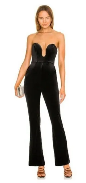 NBD x revolve black‎ strapless velvet jumpsuit NBD Kona Jumpsuit Black size XXS thumbnail 1