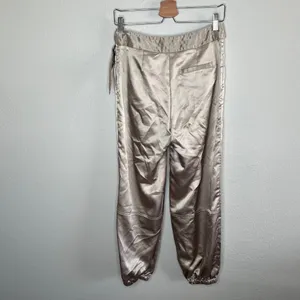 Maeve By Anthropologie Champagne Satin Jogger Dress Pants Size 2 metallic thumbnail 9