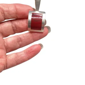 Vintage Mexico 925 Silver Red Jasper Necklace pendant With Matching Earrings thumbnail 6