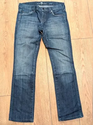 7 For All Mankind 26 Edie Jeans Slim Straight Leg Dark Faded Wash Made In USA thumbnail 1