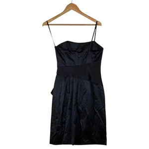 Max and Cleo Pleated‎ Bow Sateen Sheath Cocktail Dress Black Chic Size 6 thumbnail 5