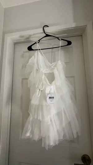 Selfie Leslie Dress White One-Shoulder thumbnail 2