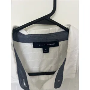Tommy Hilfiger Women Shirt M White 100% Cotton Roll Tab Long Sleeves thumbnail 4