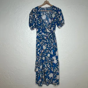 Knox Rose Floral Wrap Midi Dress Boho‎ Chic Casual Women Blue Medium thumbnail 2