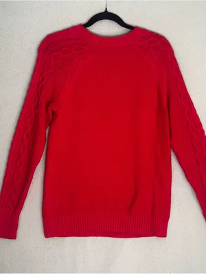 GAP Red Cable-Knit Crew Sweater thumbnail 4