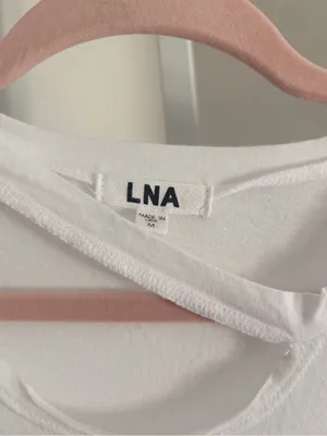 LNA Double Cut Tank Sleeveless White Tee Shirt Style Top with Neck Slits Sz Med thumbnail 4