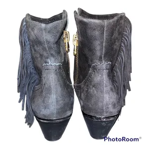 Sam Edelman Black Suede Fringe Louie Booties thumbnail 4