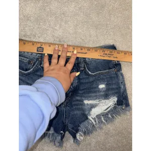 We The Free people Micro Shorts Womens 25 Blue Cut Off Fringe Button Fly thumbnail 8