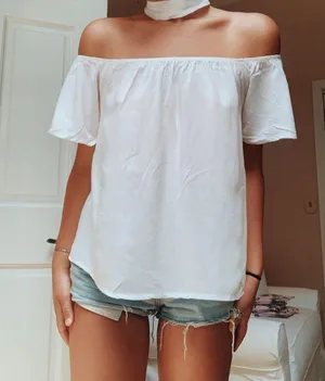 White Off The Shoulder Top thumbnail 1