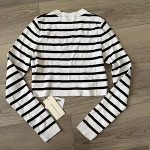 Commense Striped Casual Strech Crop Bodycon Knit Top Black White Stripe S thumbnail 3