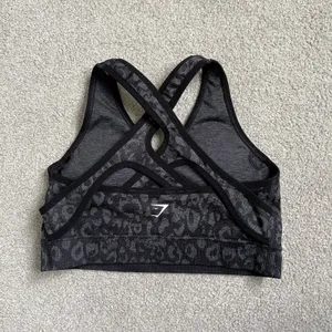 Gymshark Sports Bra Athletic Supportive Black Cheetah Print Cross Back Women's M thumbnail 2