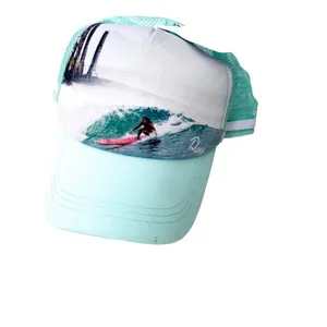 Roxy Aqua Blue Surf Girl Graphic Adjustable Baseball Cap Hat thumbnail 3