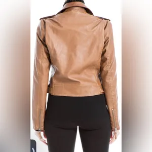 Max Studio Moto bomber Motorcycle Jacket air pilot faux leather jacket coat thumbnail 4