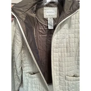 White Stag Cream/Brown Zip Up Quilted Jacket‎ Logo Size M (8-10) Lined Pockets thumbnail 4