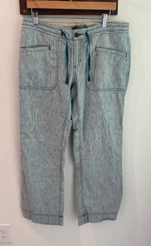The North Face Womens Railroad Striped‎ Linen Blend Drawstring Pants Size 10 S thumbnail 1