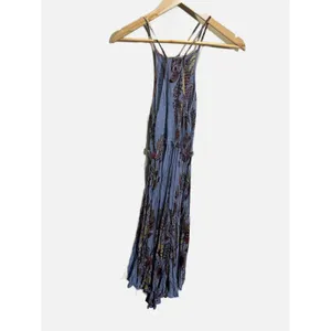 Free People Midi Dress Womens‎ Small Blue Floral Smocked Boho Summer thumbnail 6