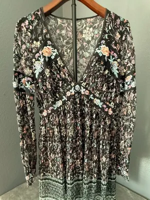 FREE PEOPLE Cherry Blossom Embroidered Lace Mini Dress Size 8 thumbnail 4