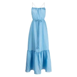 NWT Alice + Olivia Jayda ruffled Lyocell-blend voile maxi dress Blue‎ Sz 2 $495 thumbnail 3
