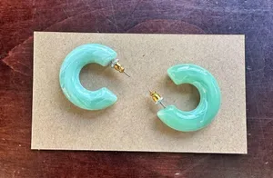 Plastic Jade Chunky Hoops Hoop Earrings Green thumbnail 2