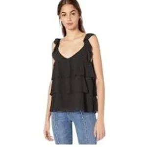 Cupcakes and Cashmere Black Tiered Ruffle Cami Flutter Strap Top Size‎ Medium thumbnail 11