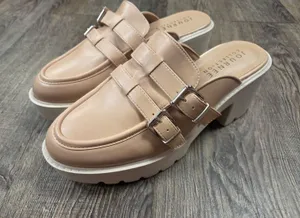 Journee Collection Brydie Platform Mule Beige Tan Heels Shoes Size 10 thumbnail 1