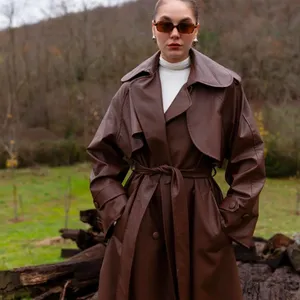 Elegant Brown Women's Trench Coat thumbnail 5