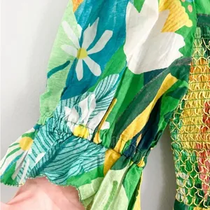 Farm Rio Vintage Toucans Smocked Peplum Top Medium thumbnail 6