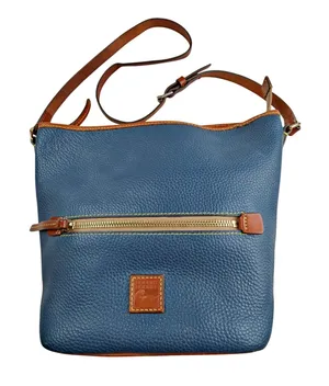 Dooney & Bourke Pebble Grain Leather Zip Sac Crossbody Bag Purse Jeans Blue thumbnail 1