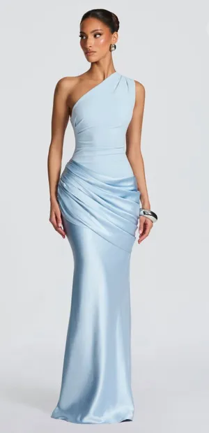 Babyboo Maxi Dress Blue Satin thumbnail 1