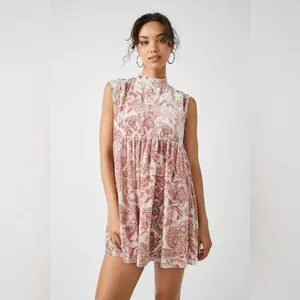 FREE PEOPLE ALL THE TIME VELVET Mini Dress Size XS Extra Small Pink PETAL COMBO thumbnail 5