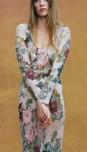 Realisation Par THE INKA in Ethereal Floral Long Sleeve Dress, M thumbnail 1