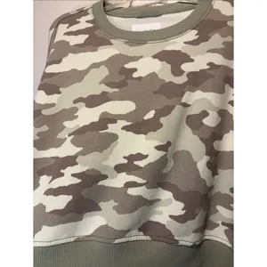 Aerie Cropped Boxy Green Camo Long Sleeve Crew Neck Pullover Sweater Size S thumbnail 5