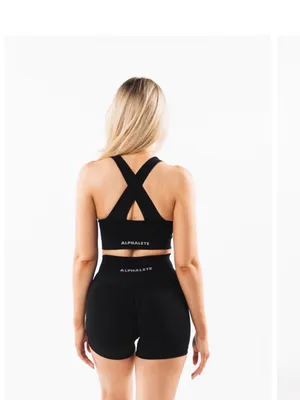 Alphalete AMPLIFY BRA-Women's Seamless Longline Bra-MED IMPACT Black Size-S thumbnail 6