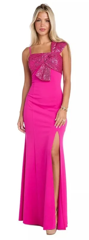 Morgan and Co One-Shoulder Sequin maxi Dress room formal homecoming Barbie thumbnail 1